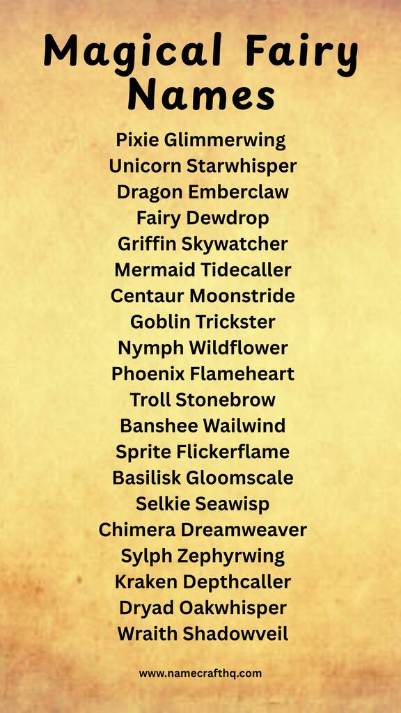 Magical Fairy Names