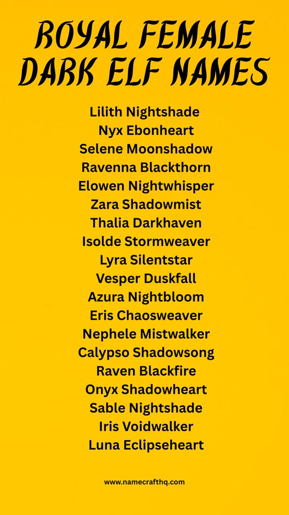 Dark Elf Female Names