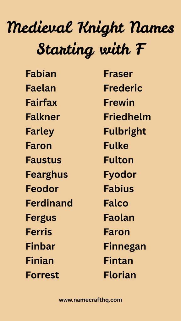 Epic Knight Names